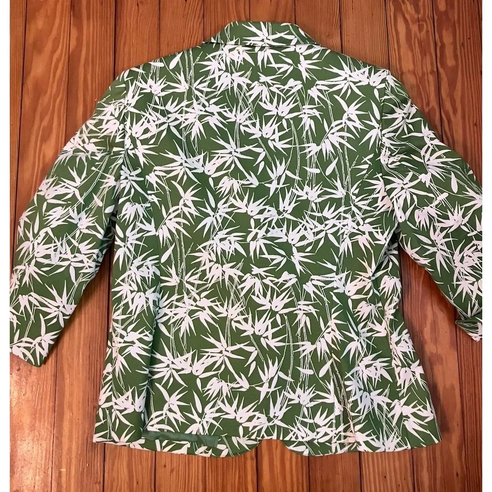 Jones & Co Petite  Jacket‎ Sz 12P Green bamboo COTTON Pockets STRETCH
